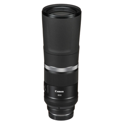 Canon RF 800mm f/11 IS STM Lens on a white background.