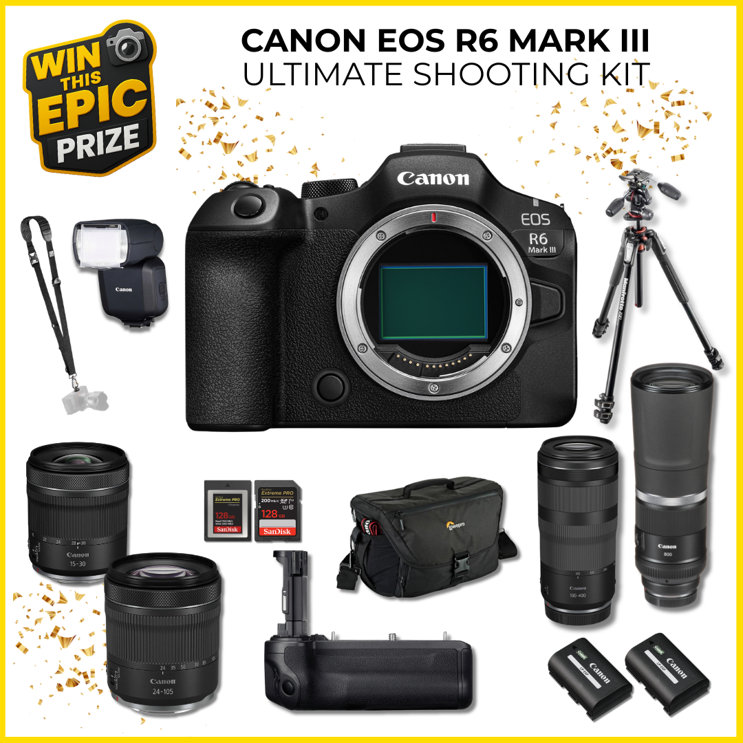 Win a Canon EOS R6 Mark III Ultimate Shooting Kit. Main prize image.