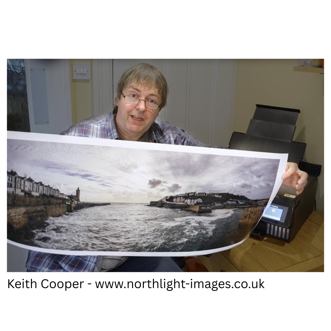Keith Cooper, UK photographer from Northlight Images, holding a large format print of a picture that was printed on the Epson EcoTank Photo ET-8550 printer.