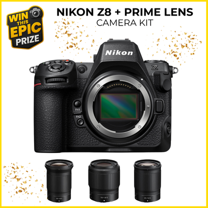 Win a Nikon Z8 + Prime Lens Camera Kit. Main product picture.