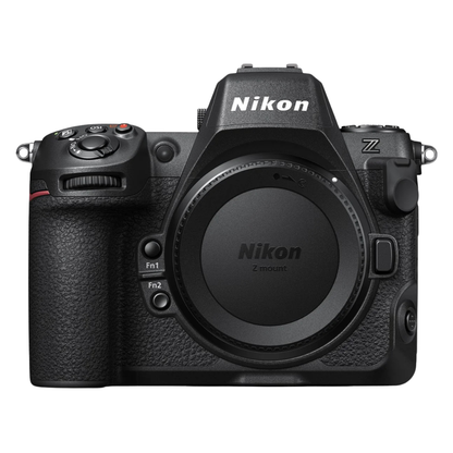 Nikon Z8 front view with camera body cap fitted.
