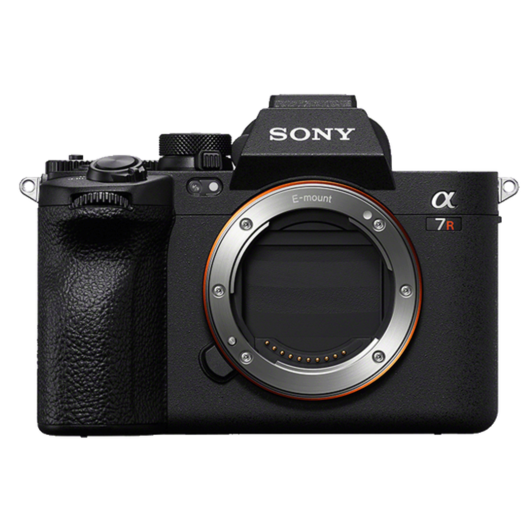 Sony A7R V front view product shot on a white background.