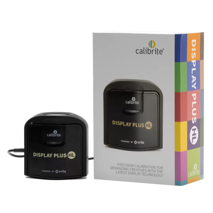 Calibrite Display Plus HL device with packaging on a white background.