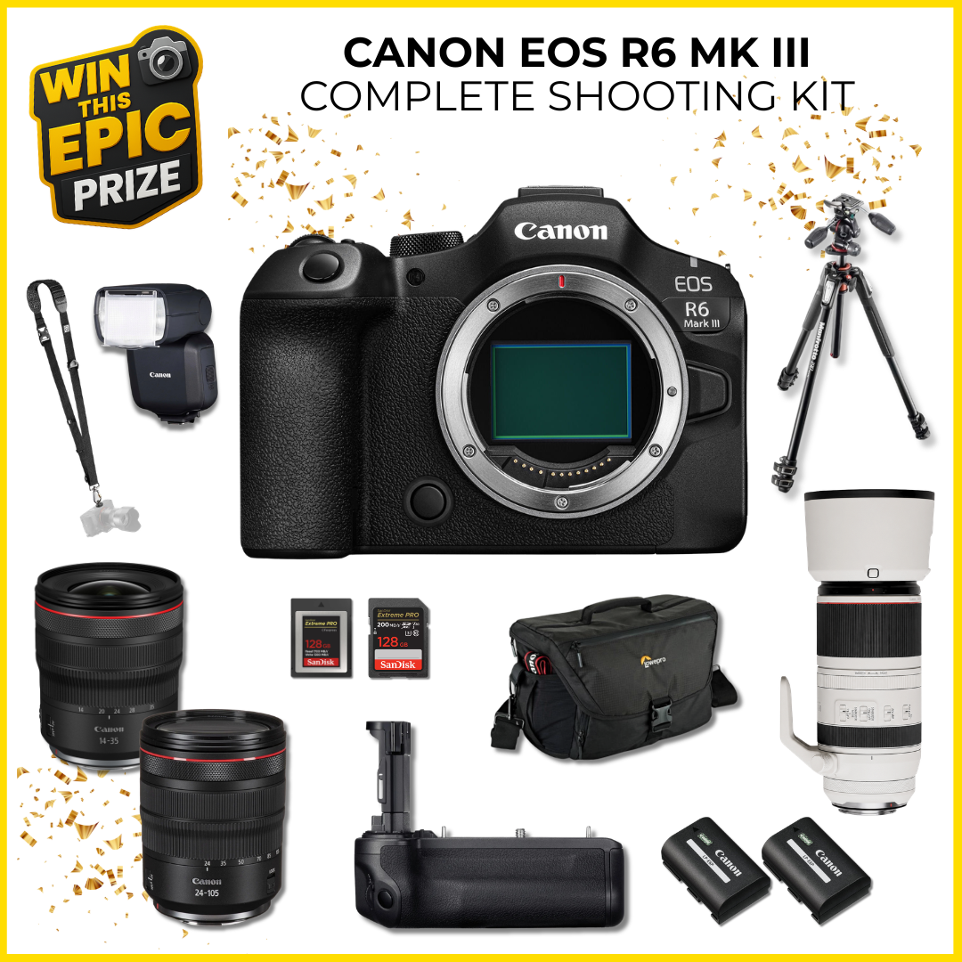 Win a Canon EOS R6 Mark III Complete Shooting Kit. Main prize image.