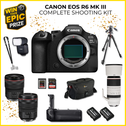 Win a Canon EOS R6 Mark III Complete Shooting Kit. Main prize image.