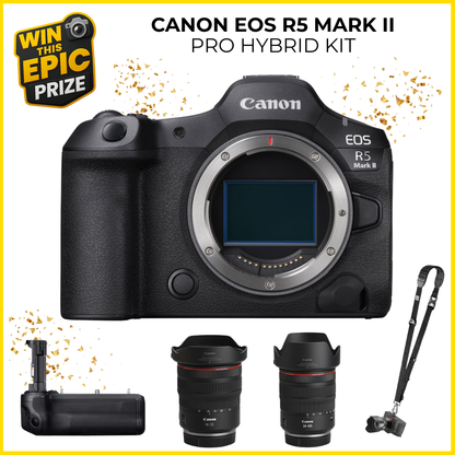 Win a Canon EOS R5 Mark II Pro Hybrid Kit. Main prize image.