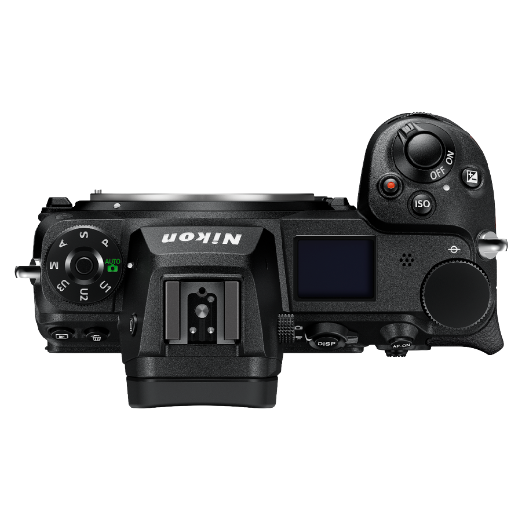 Top view of the Nikon Z7 II camera body on a white background.