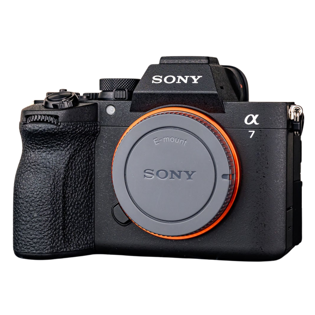 Front angle view of the Sony A7 V camera on a white background.