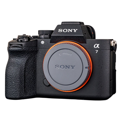 Front angle view of the Sony A7 V camera on a white background.