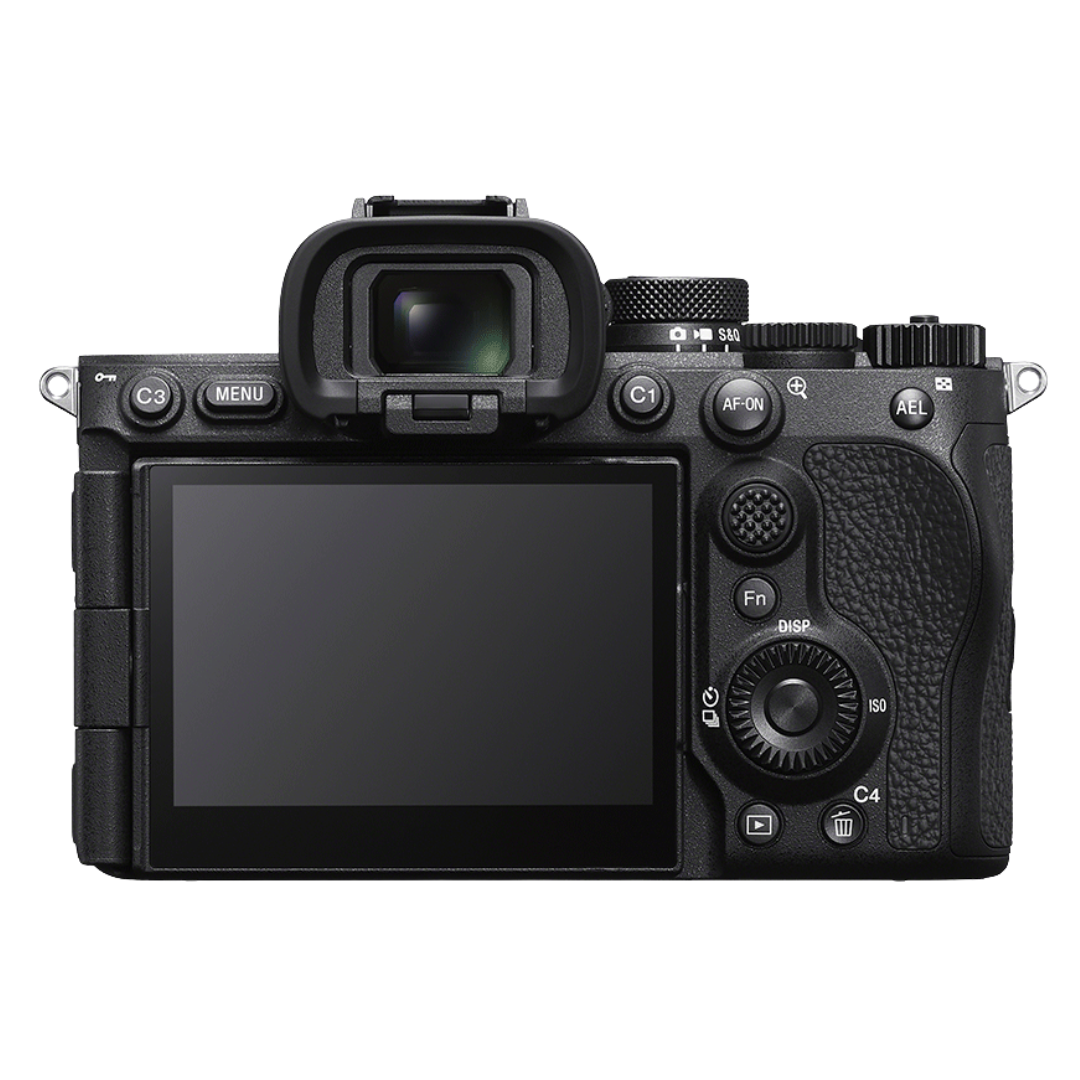 Sony A7R VI rear view on a white background.
